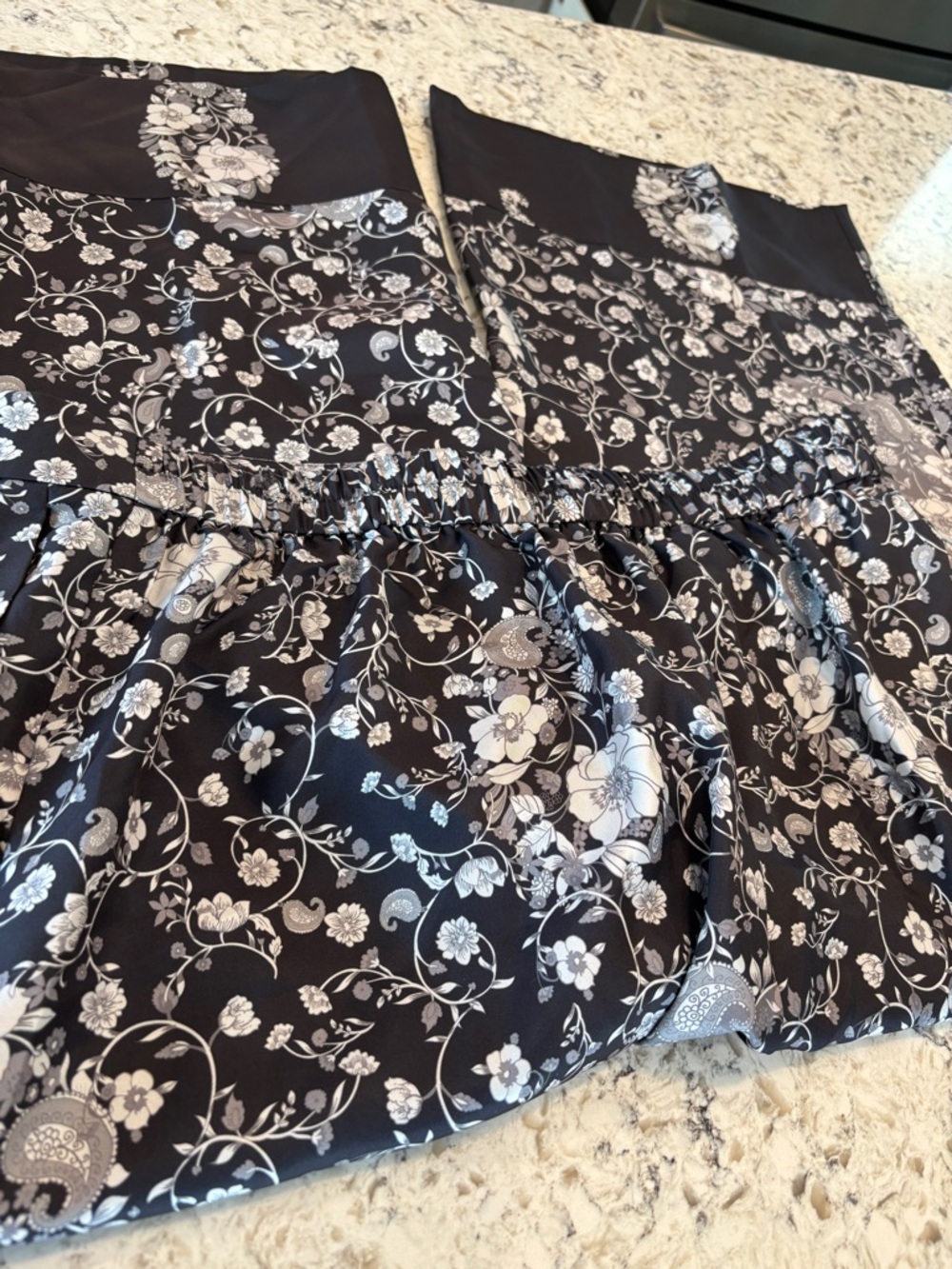 NWT Kobi Halpern Black and White Floral Wide Leg Pants